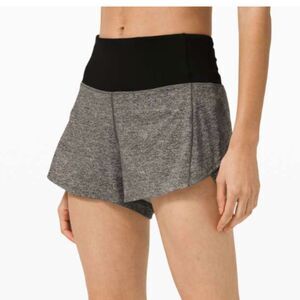 Women Lululemon Speed Up High-Rise Short 4" *Long Heather Lux Multi Black Size 8